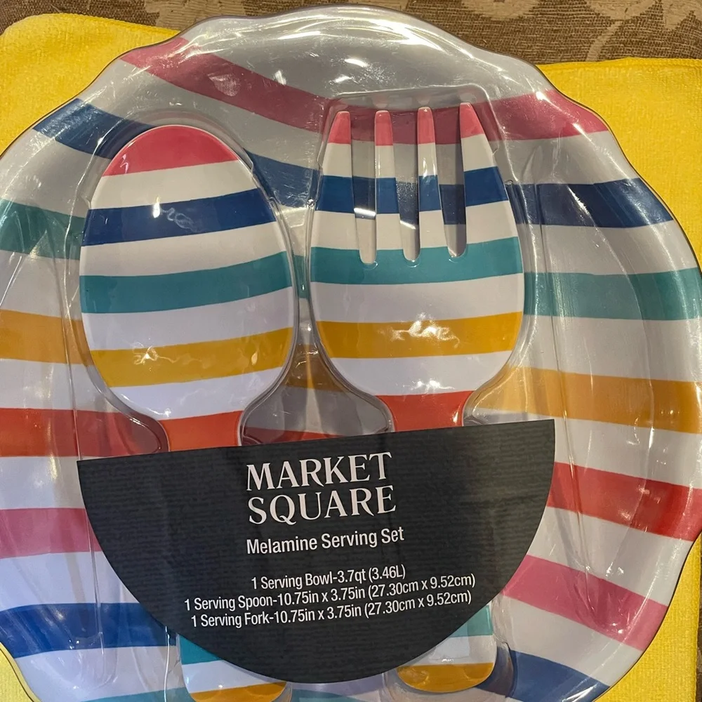 Striped Melamine Serving Set, New in Packaging Oversize Set